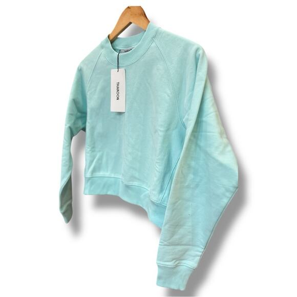 Thakoon - NWT Teal Blue Cropped Crewneck Sweatshirt Size Small - Picture 7 of 8